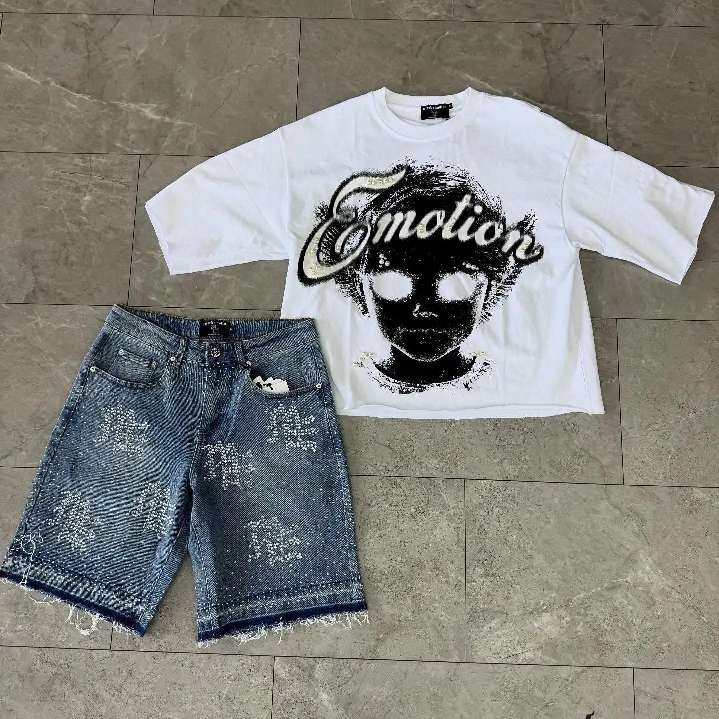 Mixed Emotion Retro Jeans Shorts