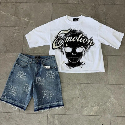 Mixed Emotion Retro Jeans Shorts